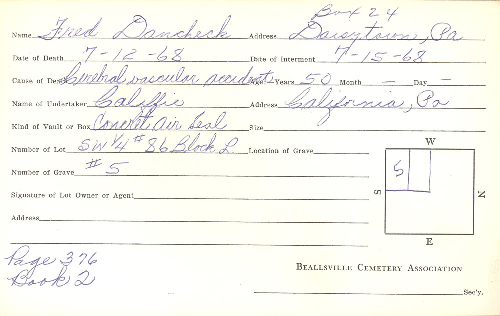 burial card
